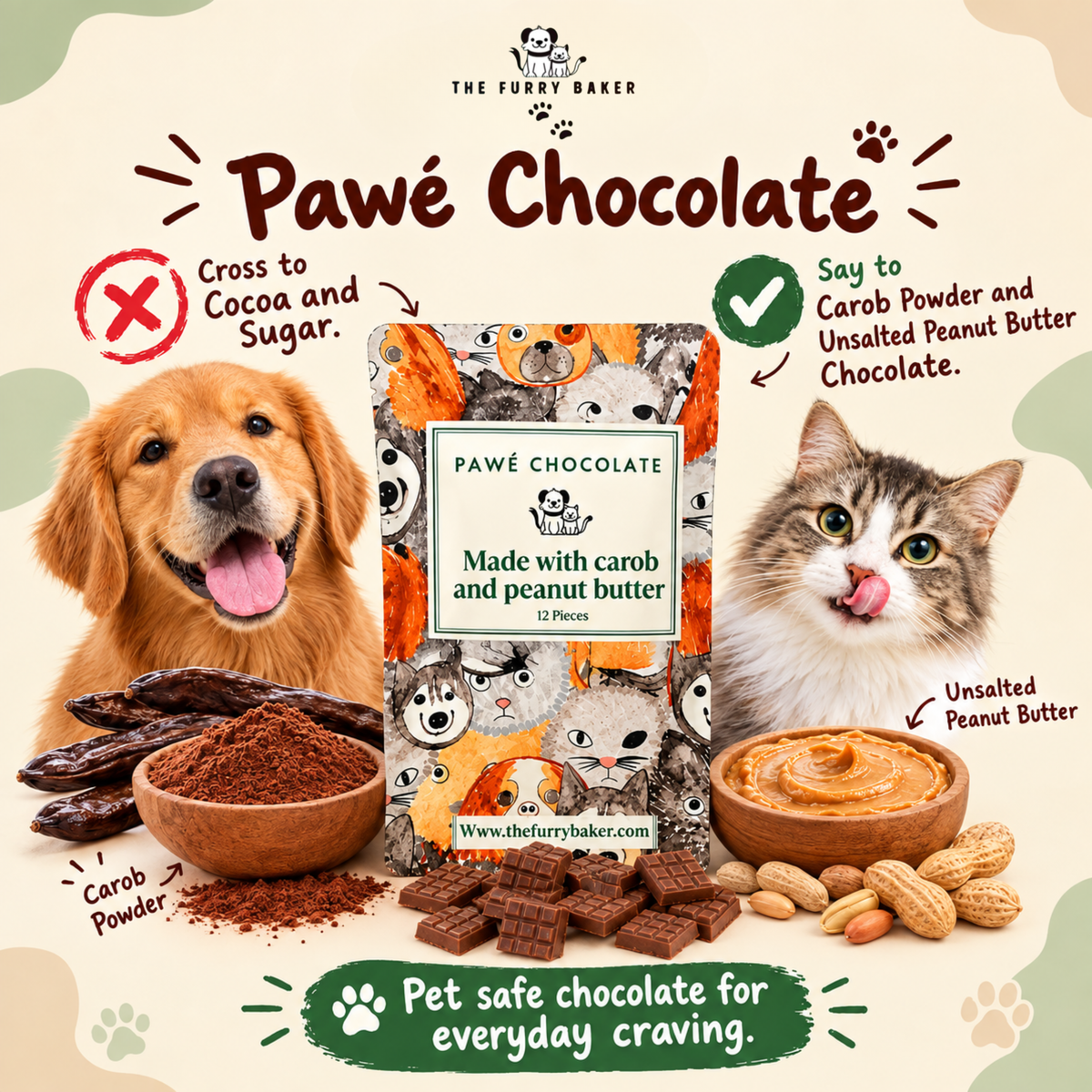 Pawé Chocolate : Carob And Peanut butter