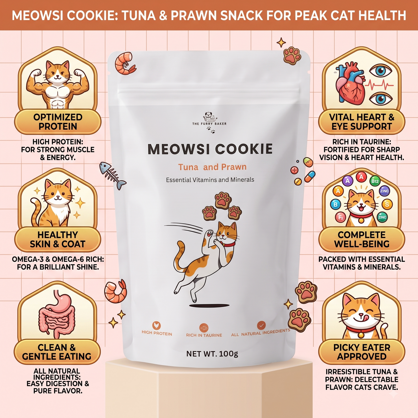 Meowsi Cat Cookies - Tuna & Prawn